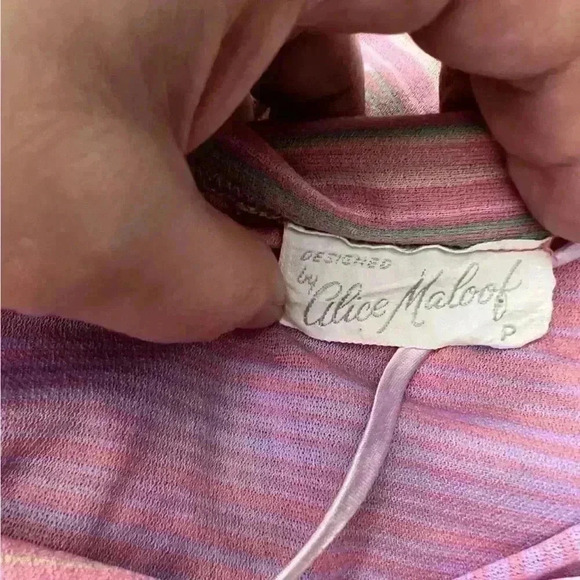 Vintage Alice Maloof Ruffled Nightgown Dress Size XS Lingerie 1960s Candy Stripe - Picture 12 of 13